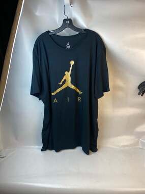Nike Jordan Jumpman Air T-Shirt Black & Metallic Gold Logo Tee Size 3XL